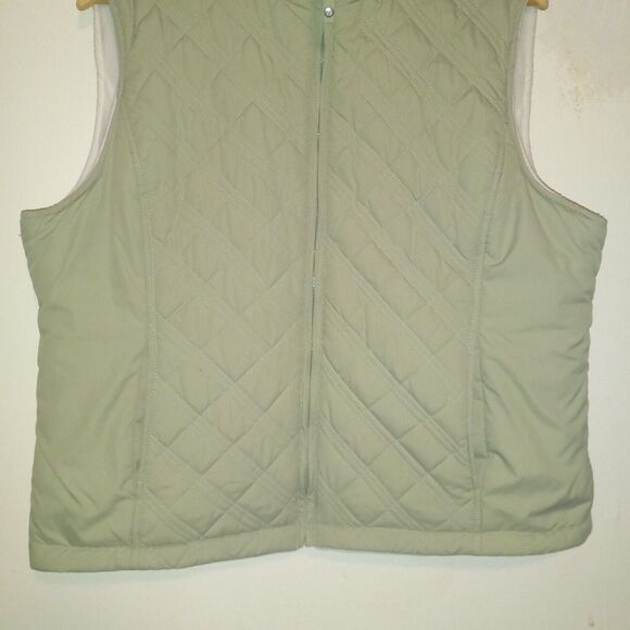 Free Country Quilted Reversible Puffer Vest-XL-Fleece Lined-Pocket-Full Zip-Sage - Picture 4 of 8
